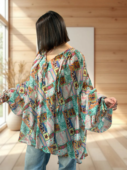VICTORINE  - TUNIQUE OVERSIZE A MOTIF JUSQU'A LA TAILLE 60