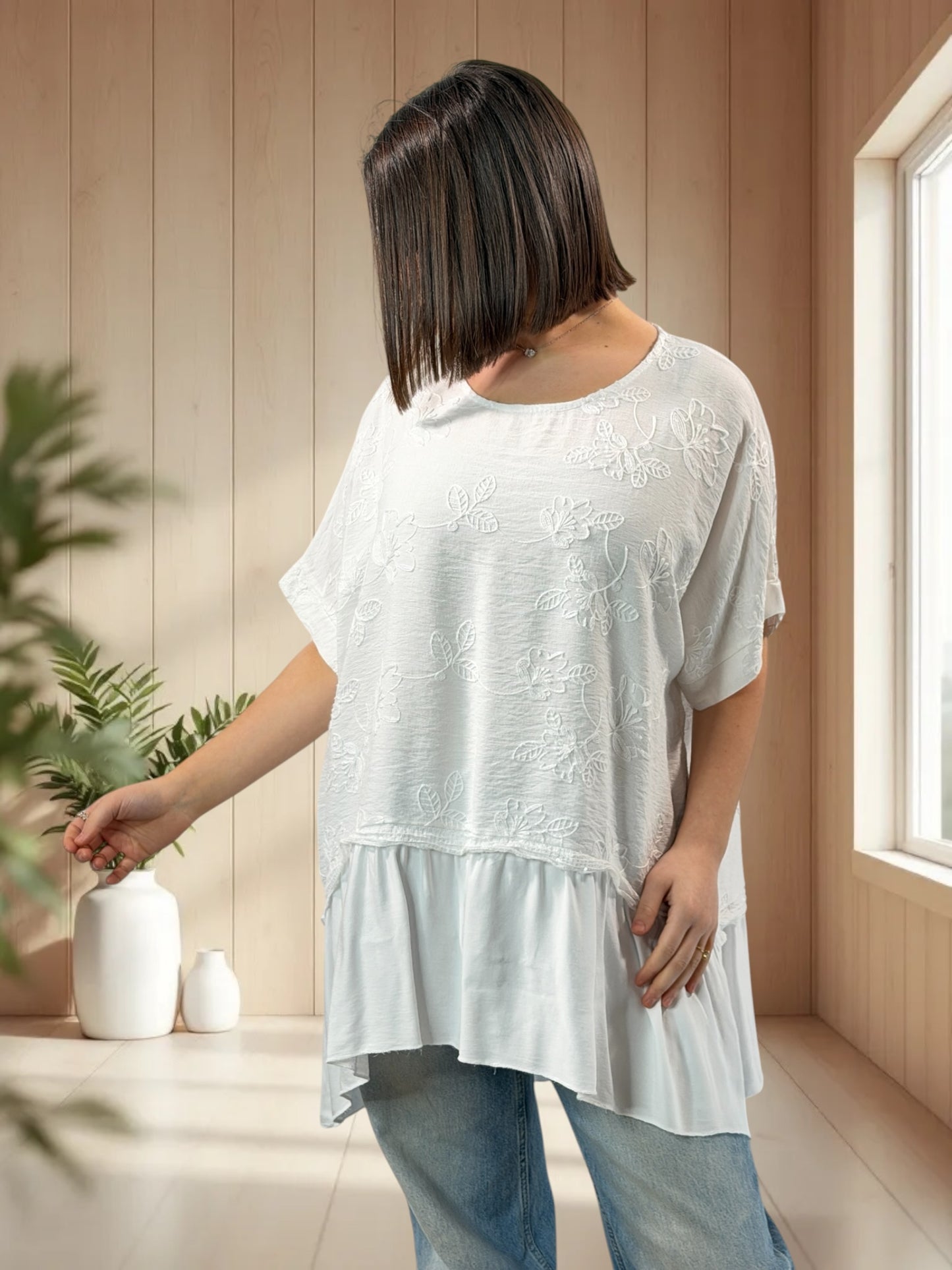 LUCIA  - TUNIQUE OVERSIZE BLANCHE JUSQU'A LA TAILLE 48/50