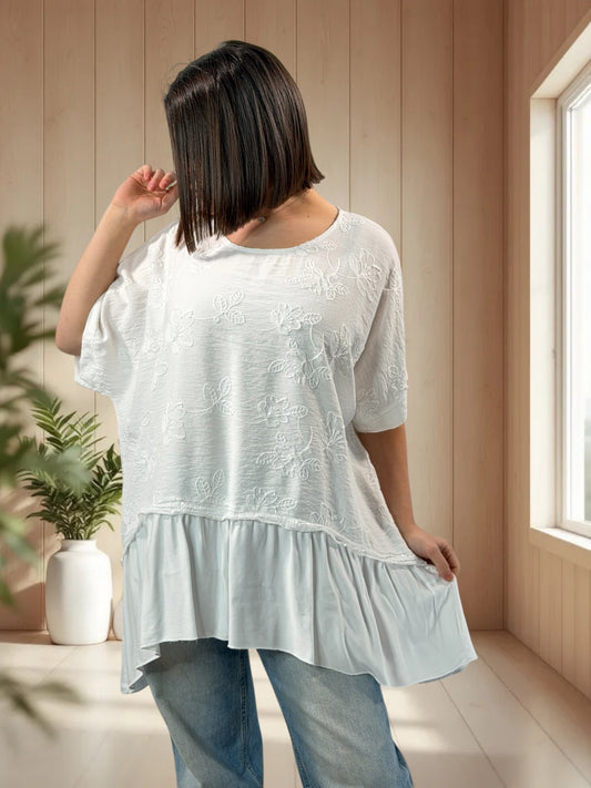 LUCIA  - TUNIQUE OVERSIZE BLANCHE JUSQU'A LA TAILLE 48/50