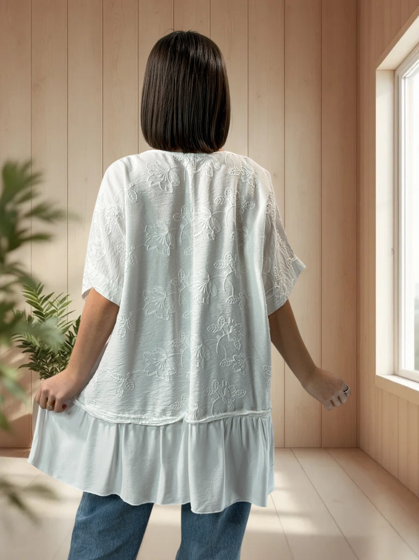 LUCIA  - TUNIQUE OVERSIZE BLANCHE JUSQU'A LA TAILLE 48/50