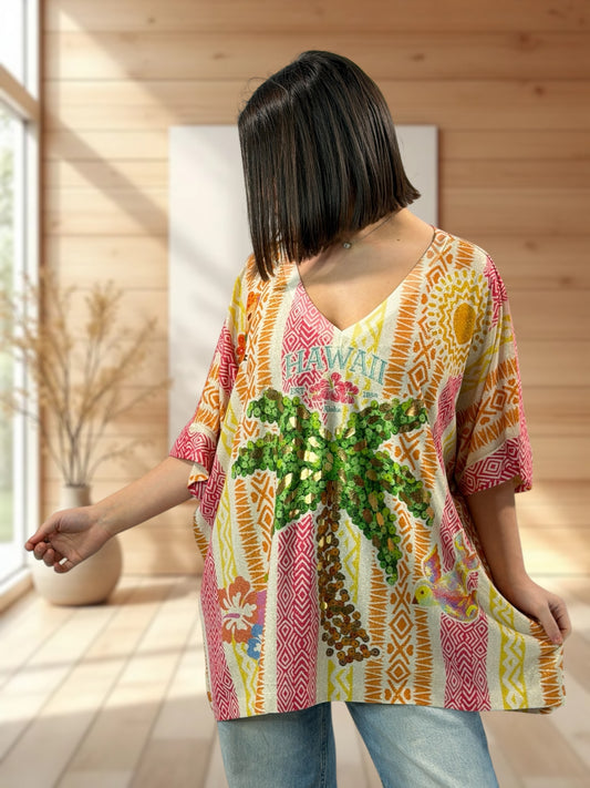 MAGNOLIA - TEE-SHIRT OVERSIZE FLUIDE SCINTILLANT JUSQU'A LA TAILLE 56