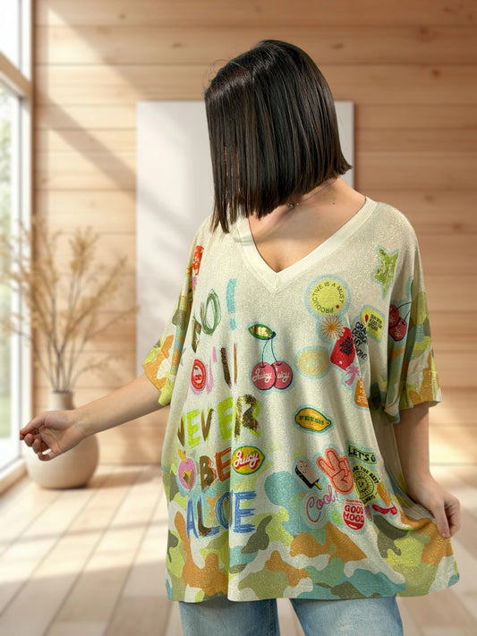 MAGNOLIA - TEE-SHIRT OVERSIZE FLUIDE SCINTILLANT JUSQU'A LA TAILLE 56