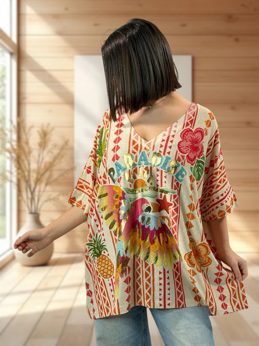 MAGNOLIA - TEE-SHIRT OVERSIZE FLUIDE SCINTILLANT JUSQU'A LA TAILLE 56