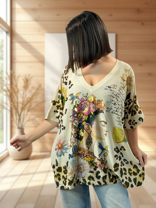 MAGNOLIA - TEE-SHIRT OVERSIZE FLUIDE SCINTILLANT JUSQU'A LA TAILLE 56