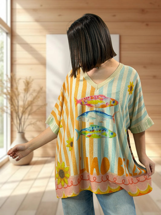 MAGNOLIA - TEE-SHIRT OVERSIZE FLUIDE SCINTILLANT JUSQU'A LA TAILLE 56