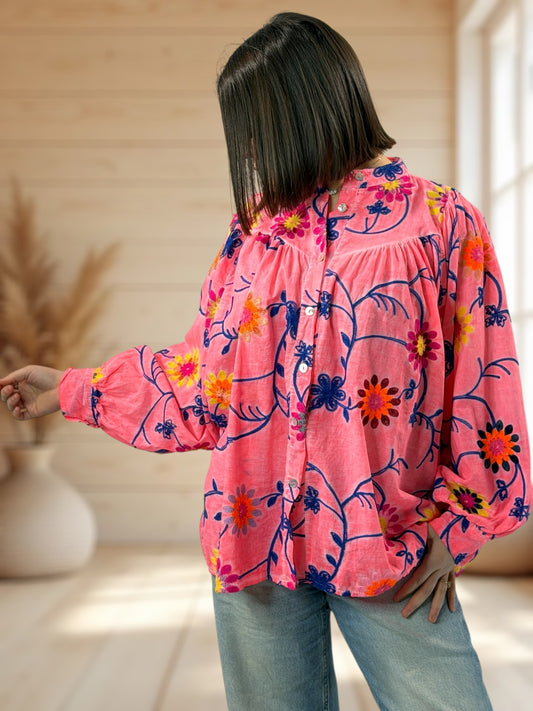 PEGGY  - BLOUSE BRODEE JUSQU'A LA TAILLE 54