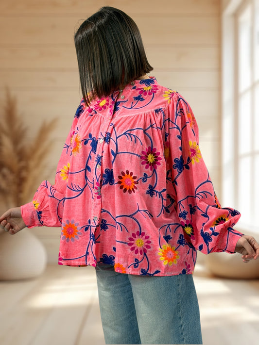 PEGGY  - BLOUSE BRODEE JUSQU'A LA TAILLE 54