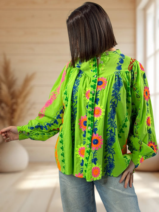 PEGGY  - BLOUSE BRODEE JUSQU'A LA TAILLE 54