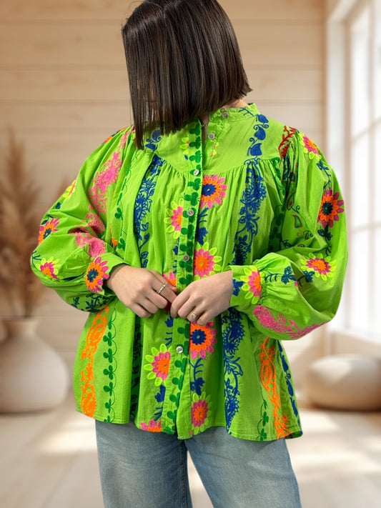 PEGGY  - BLOUSE BRODEE JUSQU'A LA TAILLE 54