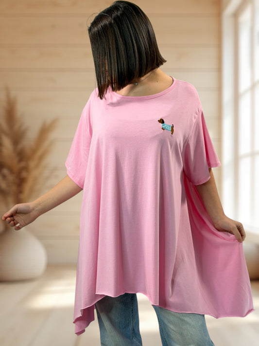 CLOVIS - T-SHIRT OVERSIZE ROSE TAILLE JUSQU'A LA TAILLE 48 A 58