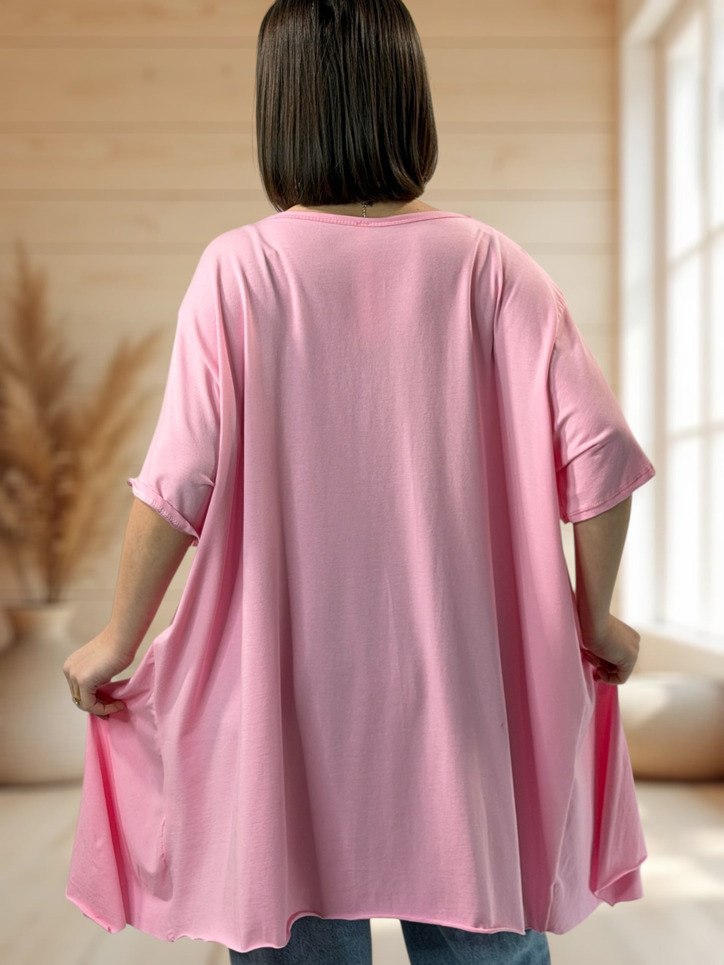 CLOVIS - T-SHIRT OVERSIZE ROSE TAILLE JUSQU'A LA TAILLE 48 A 58