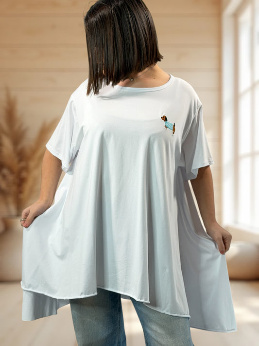 CLOVIS - T-SHIRT OVERSIZE BLANC TAILLE JUSQU'A LA TAILLE 48 A 58