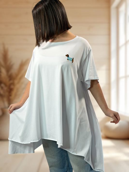 CLOVIS - T-SHIRT OVERSIZE BLANC TAILLE JUSQU'A LA TAILLE 48 A 58