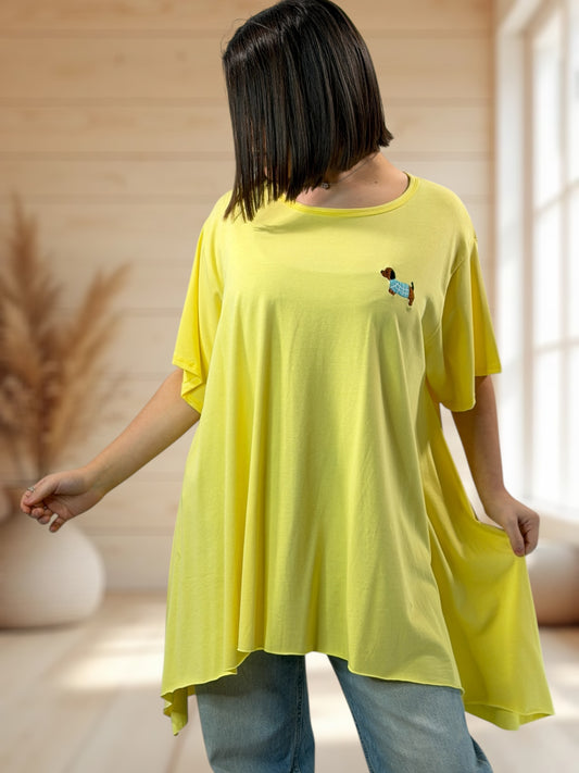 CLOVIS - T-SHIRT OVERSIZE JAUNE TAILLE JUSQU'A LA TAILLE 48 A 58