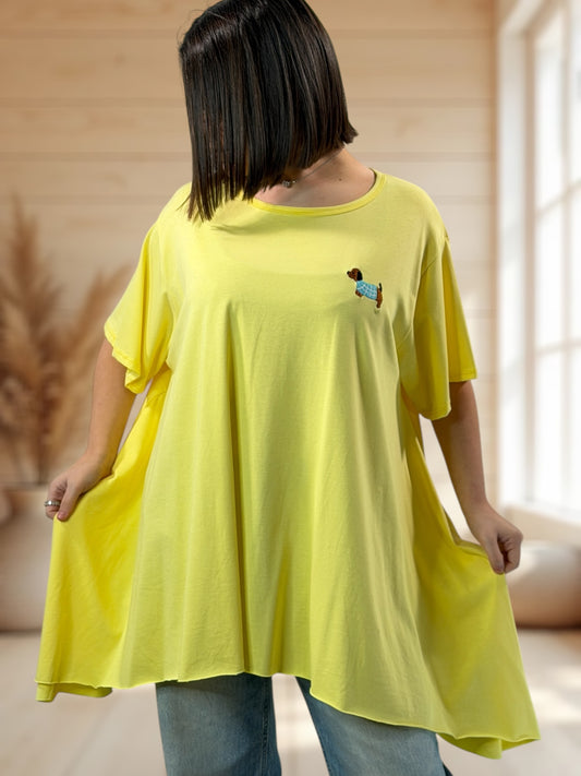 CLOVIS - T-SHIRT OVERSIZE JAUNE TAILLE JUSQU'A LA TAILLE 48 A 58