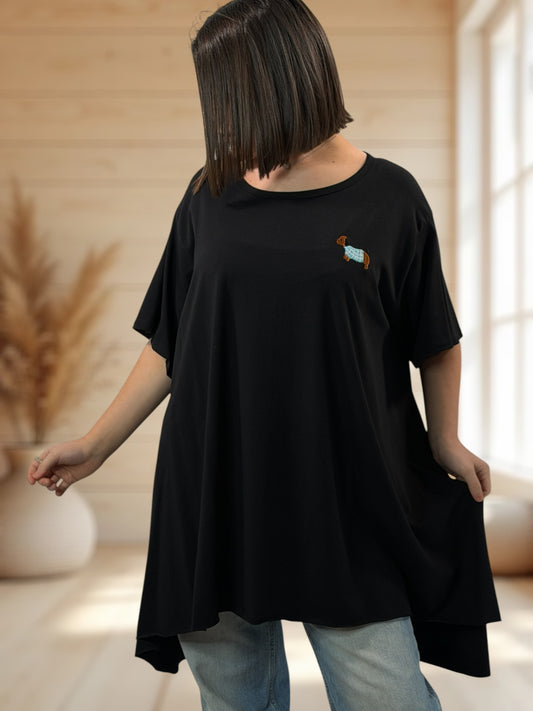 CLOVIS - T-SHIRT OVERSIZE NOIR TAILLE JUSQU'A LA TAILLE 48 A 58