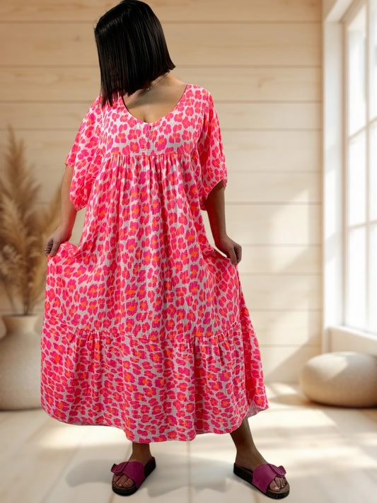 ROSITA - ROBE LEOPARD JUSQU'A LA TAILLE 54