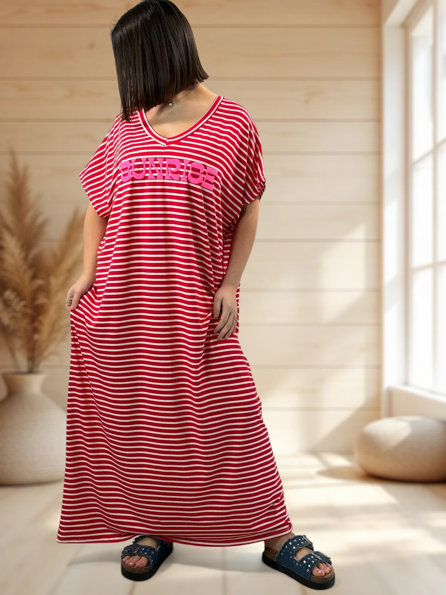 SUNRISE - ROBE MARINIERE ROUGE JUSQU'A LA TAILLE 54/56