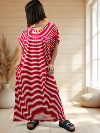 SUNRISE - ROBE MARINIERE ROUGE JUSQU'A LA TAILLE 54/56