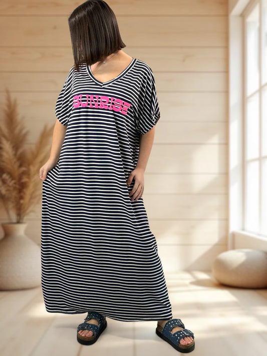 SUNRISE - ROBE MARINIERE MARINE JUSQU'A LA TAILLE 54/56