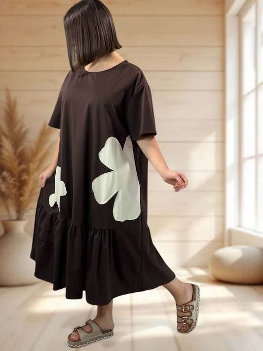 RIVIERA - ROBE MARRON JUSQU'A LA TAILLE 52