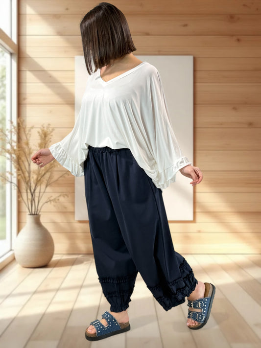 MIGUEL - PANTALON FROUFROU MARINE TAILLE 46 A 54