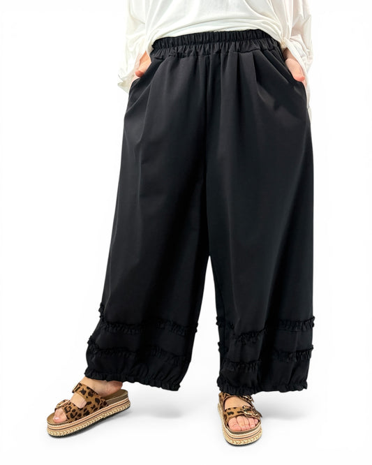 MIGUEL - PANTALON FROUFROU NOIR TAILLE 46 A 54