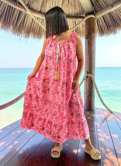RIO - ROBE FUCHSIA BRODÉE JUSQU'A LA TAILLE 52/54
