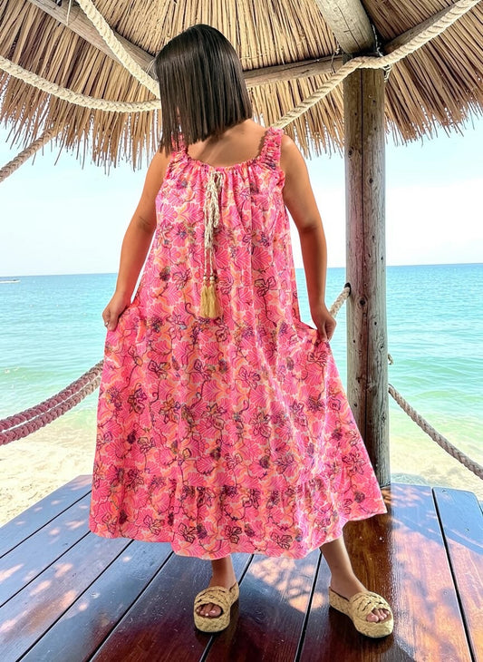 RIO - ROBE FUCHSIA BRODÉE JUSQU'A LA TAILLE 52/54
