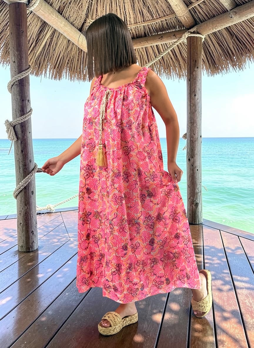 RIO - ROBE FUCHSIA BRODÉE JUSQU'A LA TAILLE 52/54