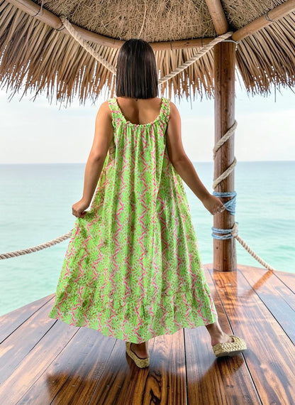 RIO - ROBE VERTE BRODÉE JUSQU'A LA TAILLE 52/54