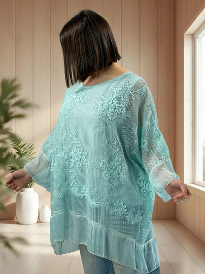 OPHELIE  - TUNIQUE OVERSIZE LAGON JUSQU'A LA TAILLE 52