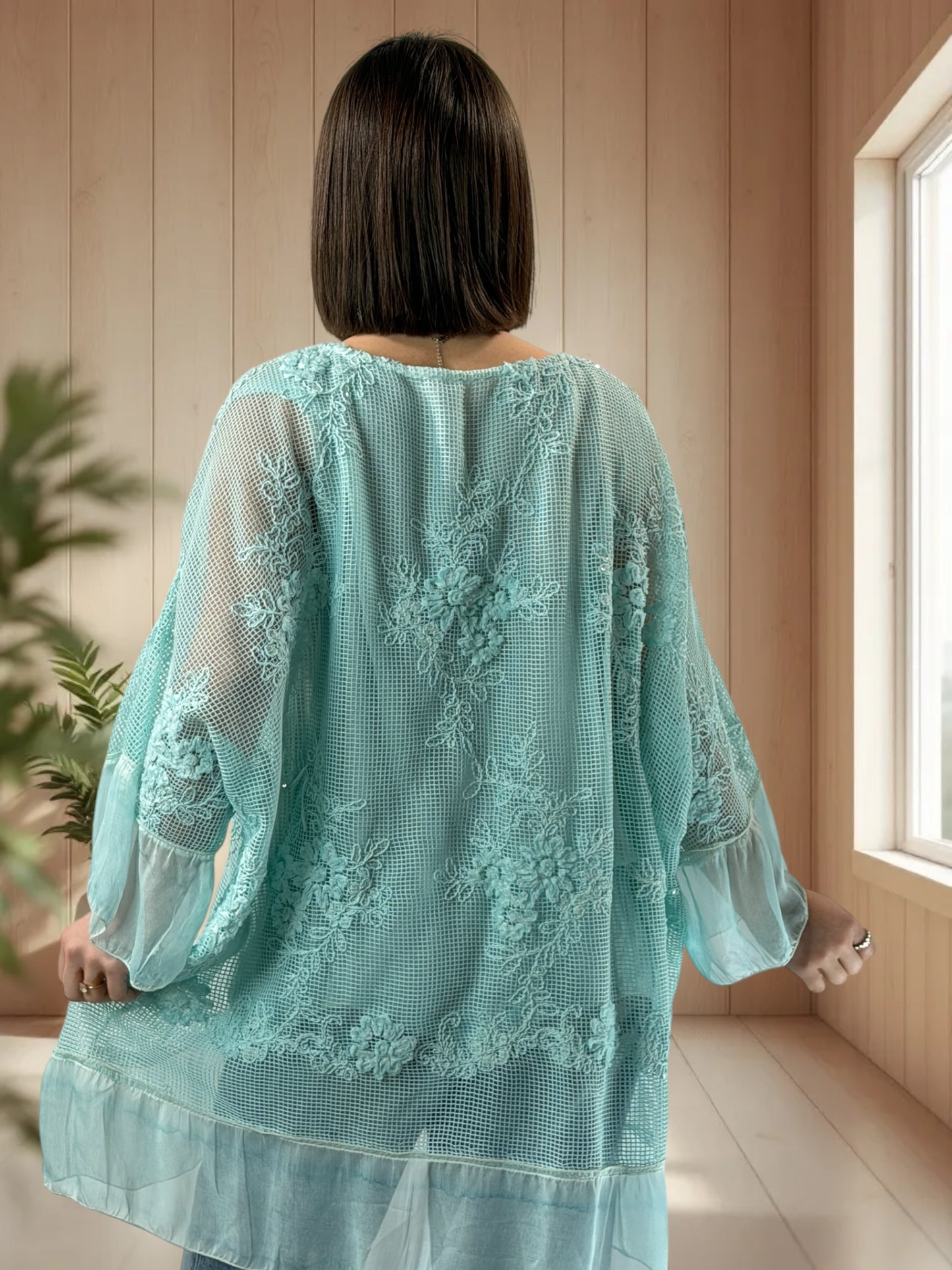 OPHELIE  - TUNIQUE OVERSIZE LAGON JUSQU'A LA TAILLE 52