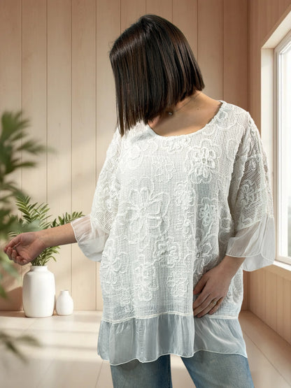 CHARLOTTE  - TUNIQUE OVERSIZE BLANCHE JUSQU'A LA TAILLE 52