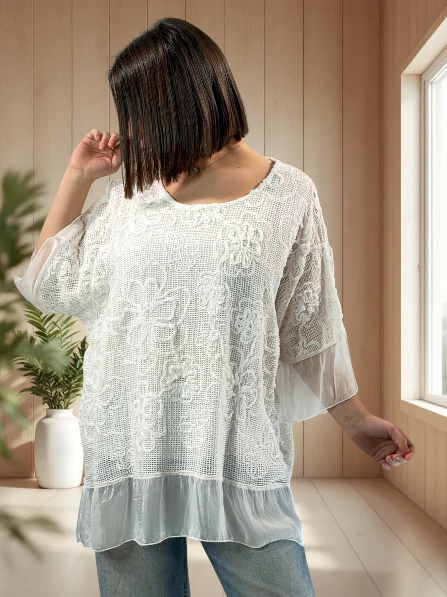 CHARLOTTE  - TUNIQUE OVERSIZE BLANCHE JUSQU'A LA TAILLE 52