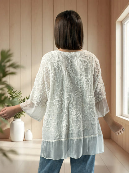 CHARLOTTE  - TUNIQUE OVERSIZE BLANCHE JUSQU'A LA TAILLE 52