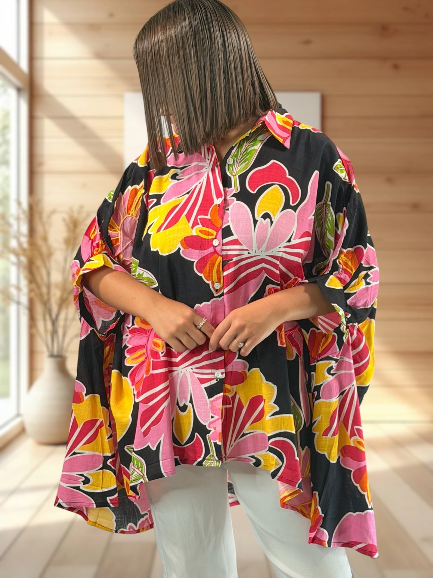 TYLER - TUNIQUE OVERSIZE AVEC BRODERIE JUSQU'A LA TAILLE 54/56