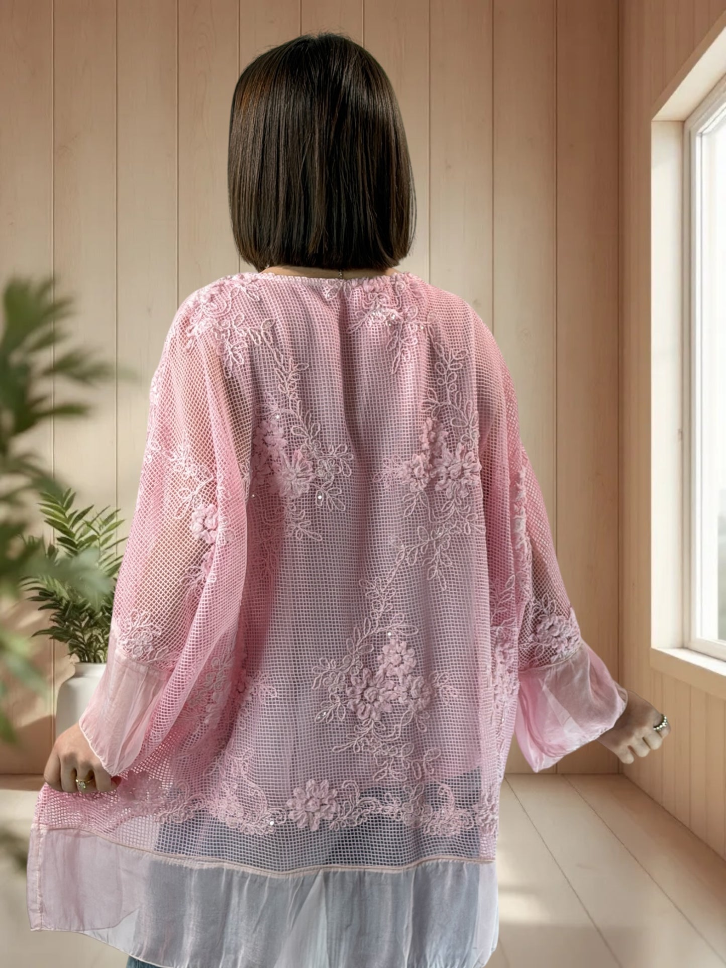 OPHELIE  - TUNIQUE OVERSIZE ROSE JUSQU'A LA TAILLE 52