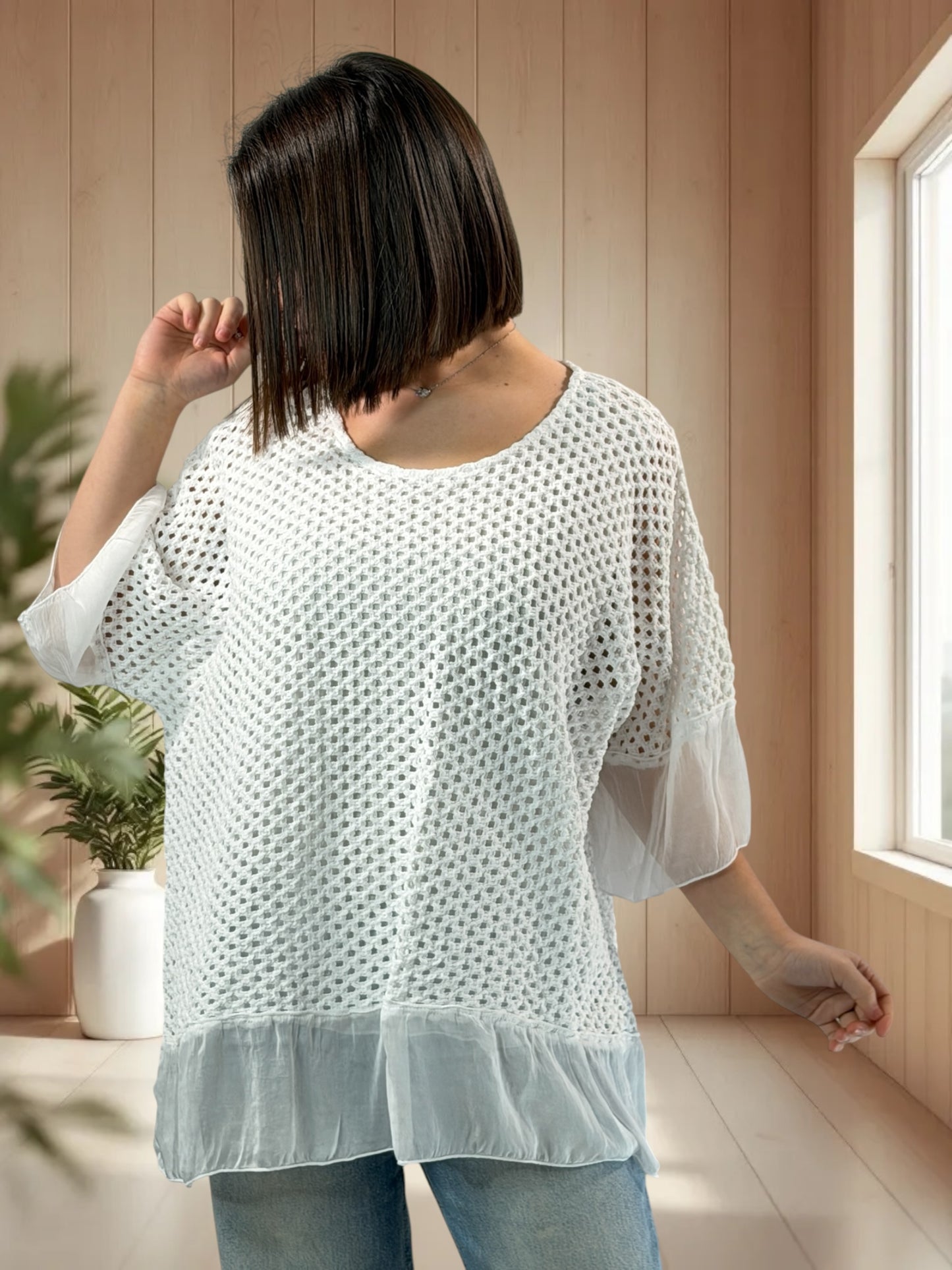 AURORA  - TUNIQUE OVERSIZE BLANCHE JUSQU'A LA TAILLE 52