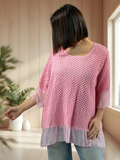 AURORA  - TUNIQUE OVERSIZE ROSE JUSQU'A LA TAILLE 52