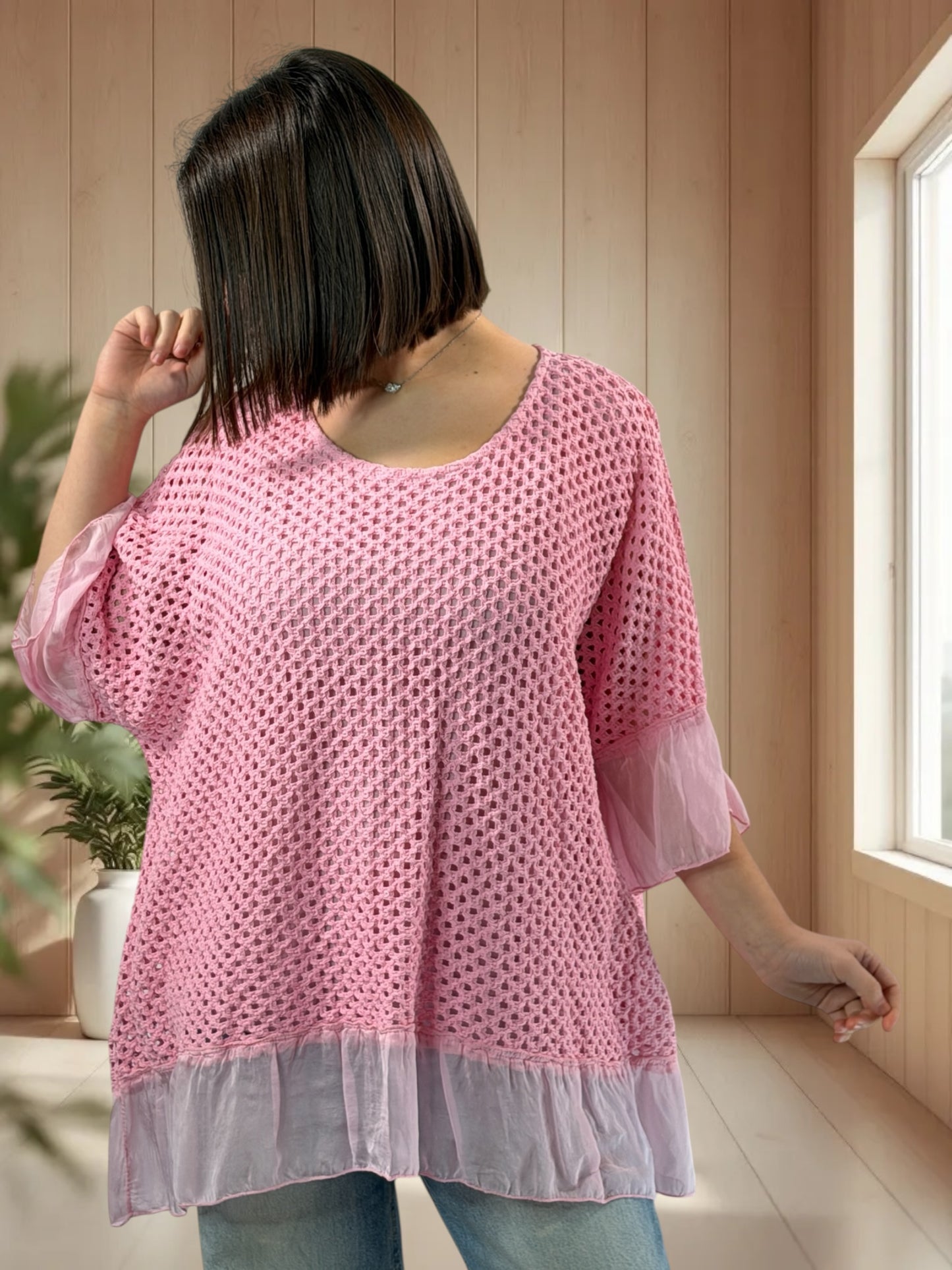 AURORA  - TUNIQUE OVERSIZE ROSE JUSQU'A LA TAILLE 52