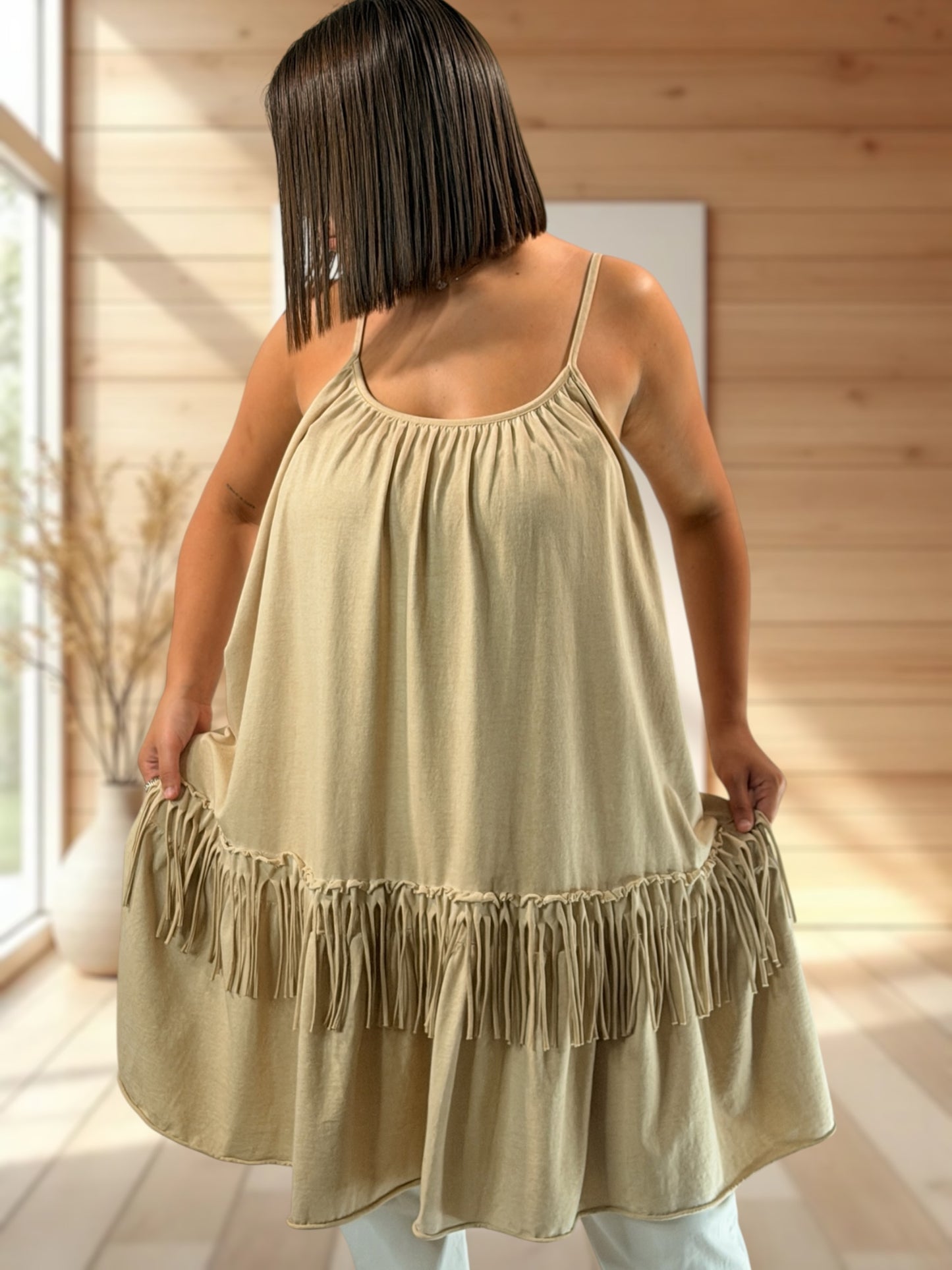 JIMMY - TUNIQUE CAMEL EN COTON JUSQU'A LA TAILLE 54/56