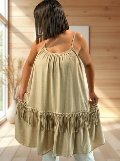 JIMMY - TUNIQUE CAMEL EN COTON JUSQU'A LA TAILLE 54/56