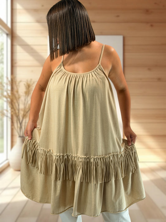 JIMMY - TUNIQUE CAMEL EN COTON JUSQU'A LA TAILLE 54/56