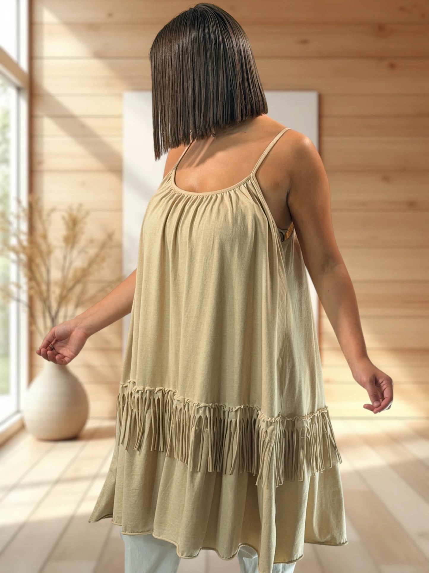 JIMMY - TUNIQUE CAMEL EN COTON JUSQU'A LA TAILLE 54/56
