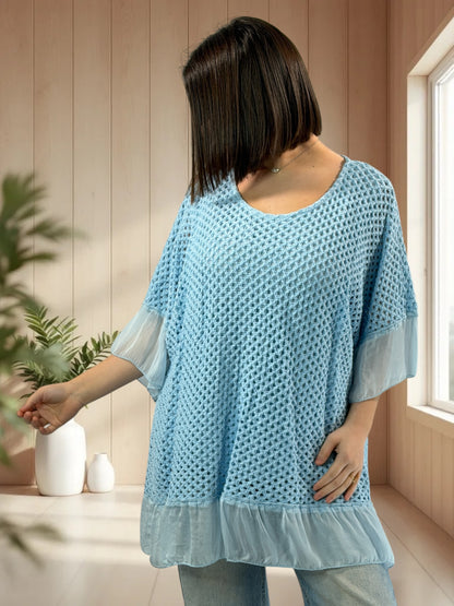 AURORA  - TUNIQUE OVERSIZE BLEUE JUSQU'A LA TAILLE 52