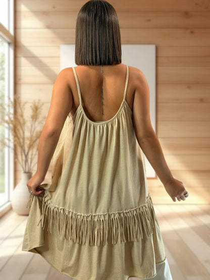 JIMMY - TUNIQUE CAMEL EN COTON JUSQU'A LA TAILLE 54/56