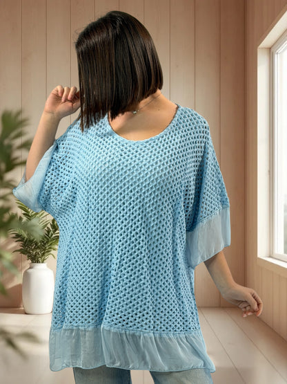 AURORA  - TUNIQUE OVERSIZE BLEUE JUSQU'A LA TAILLE 52