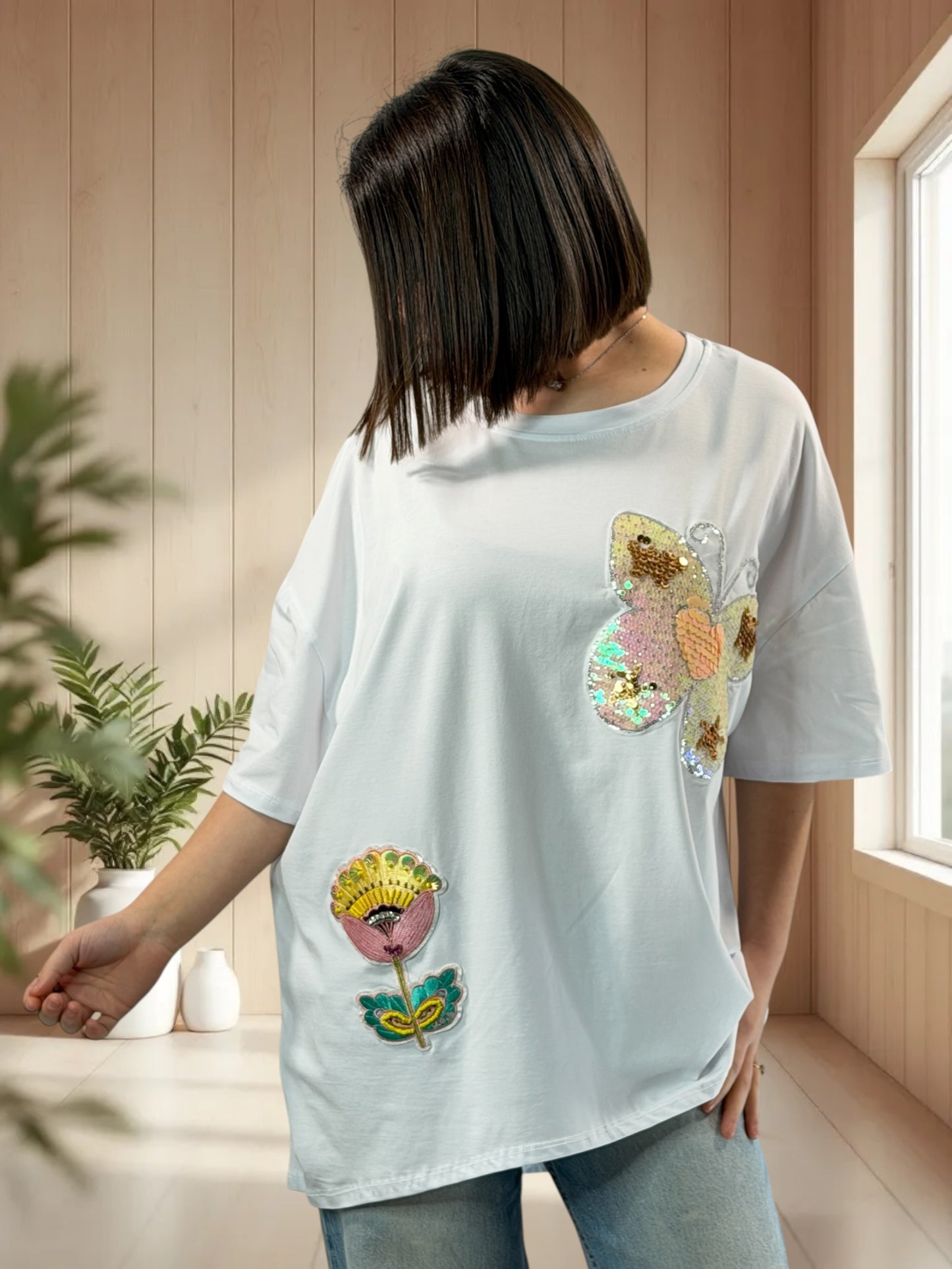RUBY - T-SHIRT BLANC A MOTIF JUSQU'A LA TAILLE 54