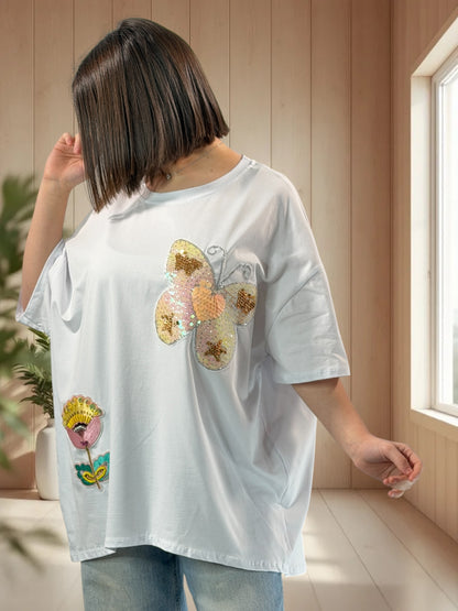 RUBY - T-SHIRT BLANC A MOTIF JUSQU'A LA TAILLE 54